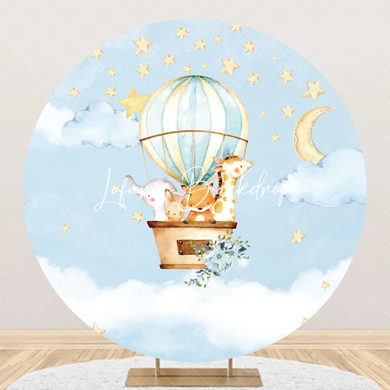 Lofaris Pink Balloon Bear Cloud Round Baby Shower Backdrop