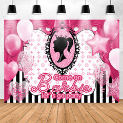 Lofaris Glitter Pink Balloon Barbie Birthday Party Backdrop