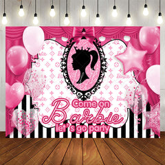 Lofaris Glitter Pink Balloon Barbie Birthday Party Backdrop