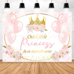 Lofaris Pink Balloon Floral Princess 1st Birthday Backdrop