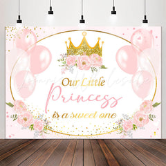 Lofaris Pink Balloon Floral Princess 1st Birthday Backdrop