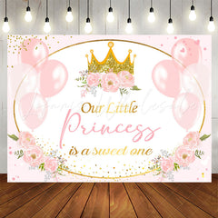 Lofaris Pink Balloon Floral Princess 1st Birthday Backdrop