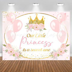 Lofaris Pink Balloon Floral Princess 1st Birthday Backdrop