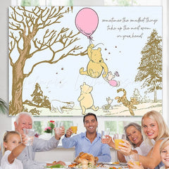 Lofaris Pink Balloon Pooh Smile World Classic Birthday Backdrop