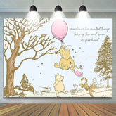 Lofaris Pink Balloon Pooh Smile World Classic Birthday Backdrop