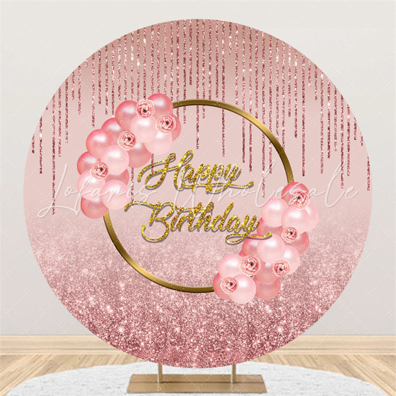 Lofaris Pink Balloons Bokeh Glitter Happy Birthday Backdrop