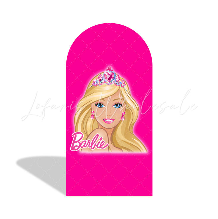 Pink Barbie Head Happy Birthday Party Arch Backdrop Wall Cloth Cover