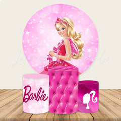 Lofaris Pink Blonde Barbie Doll Round Backdrop Kit For Girls
