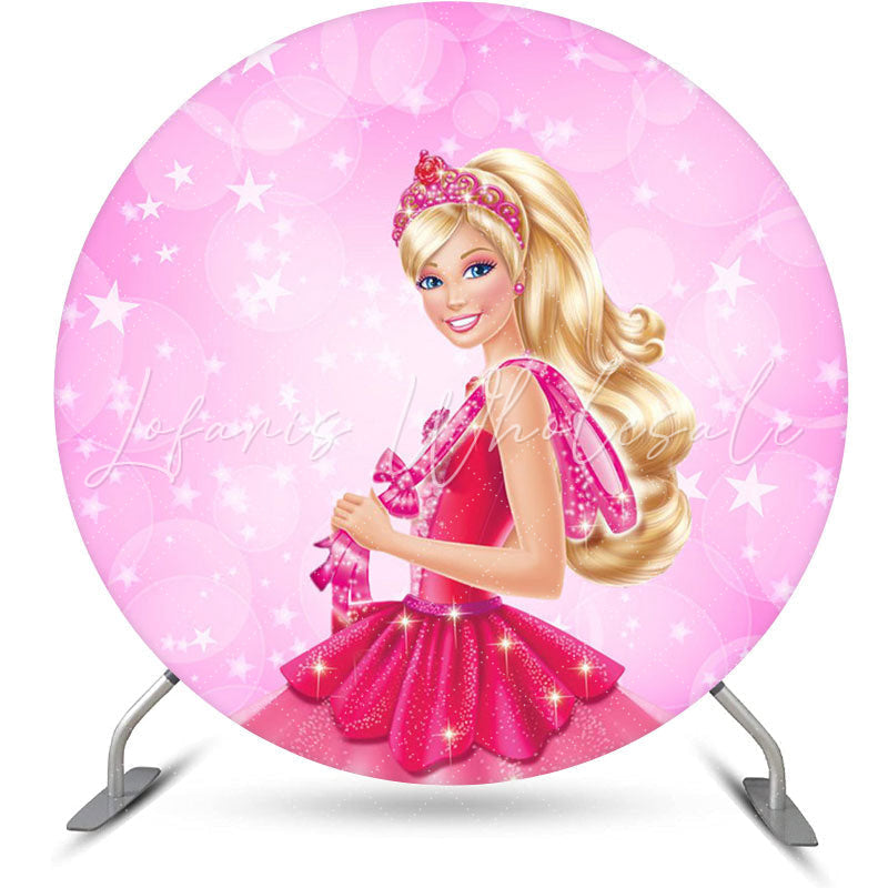 Lofaris Pink Blonde Barbie Doll Round Backdrop Kit For Girls
