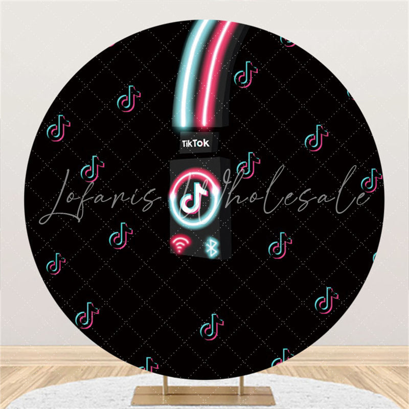 Lofaris Pink Blue Bokeh Round Black Birthday Backdrop Banner