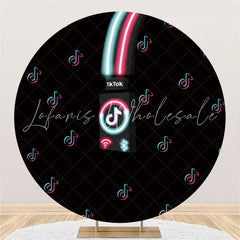 Lofaris Pink Blue Bokeh Round Black Birthday Backdrop Banner