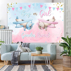 Lofaris Pink Blue Flags Helicopter Glitter Gender Reveal Backdrop