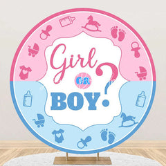 Lofaris Pink Blue Girl Or Boy Round Gender Reveal Backdrop