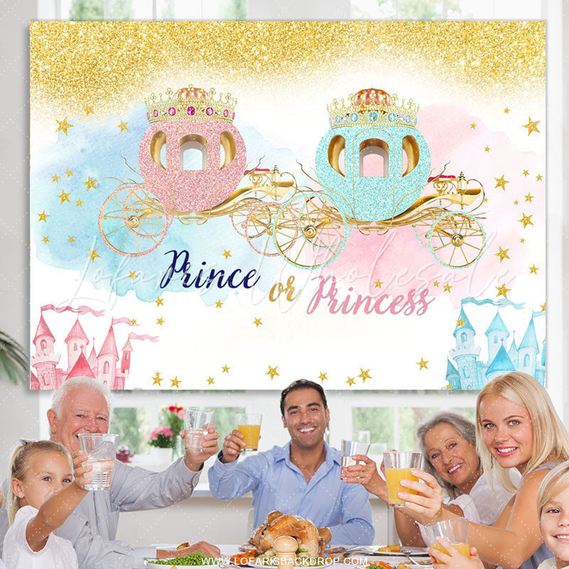 Lofaris Pink Blue Glitter Prince Or Princess Baby Shower Backdrop