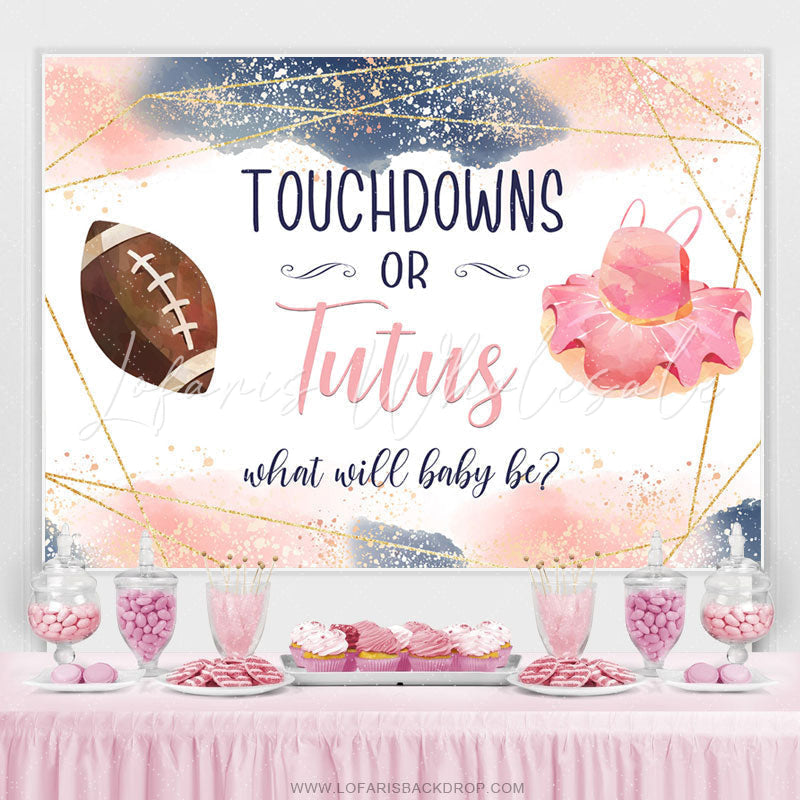Lofaris Pink Blue Glitter Touchdowns Or Tutus Baby Shower Backdrop