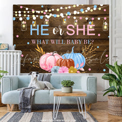 Lofaris Pink Blue Pumpkin Gender Reveal Baby Shower Backdrop