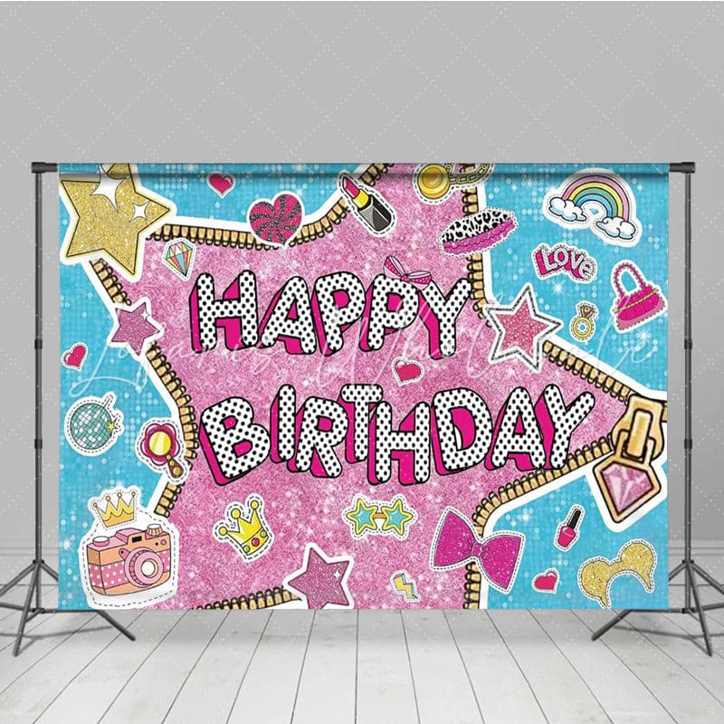 Pink Blue Sequin Surprise Birthday Party Backdrop For Girls