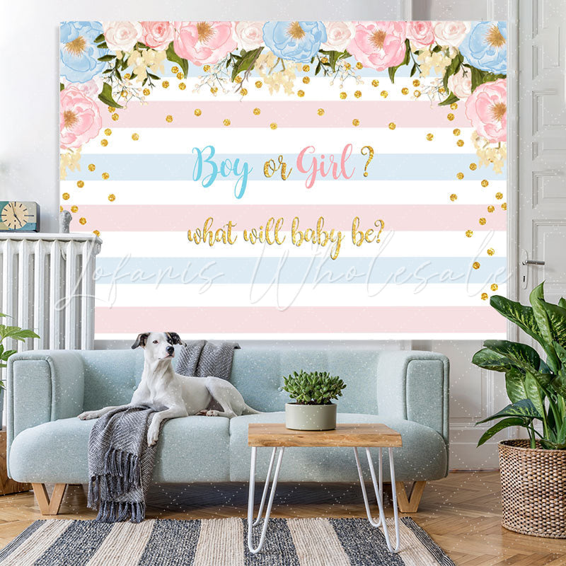 Lofaris Pink Blue Stripes Cute Baby Shower Backdrop