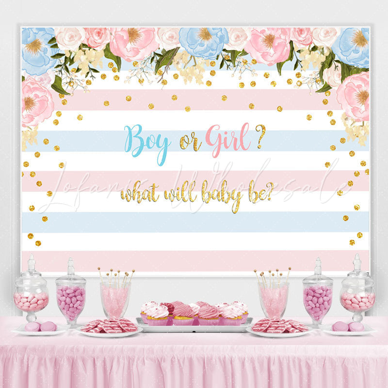 Lofaris Pink Blue Stripes Cute Baby Shower Backdrop