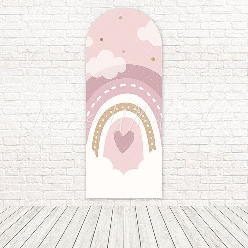 Pink Boho Rainbow Gentle Tone Dream Arch Backdrop For Calm Birthday