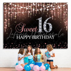 Lofaris Pink Bokeh and Diamond Glitter 16Th Birthday Backdrop