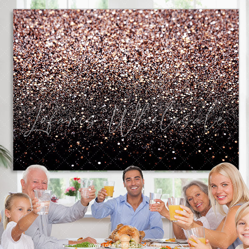 Lofaris Pink Bokeh Glitter Black Happy Birthday Party Backdrop