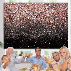 Lofaris Pink Bokeh Glitter Black Happy Birthday Party Backdrop