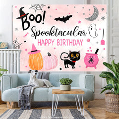 Lofaris Pink Boo Spooktacular Fun Halloween Birthday Backdrop