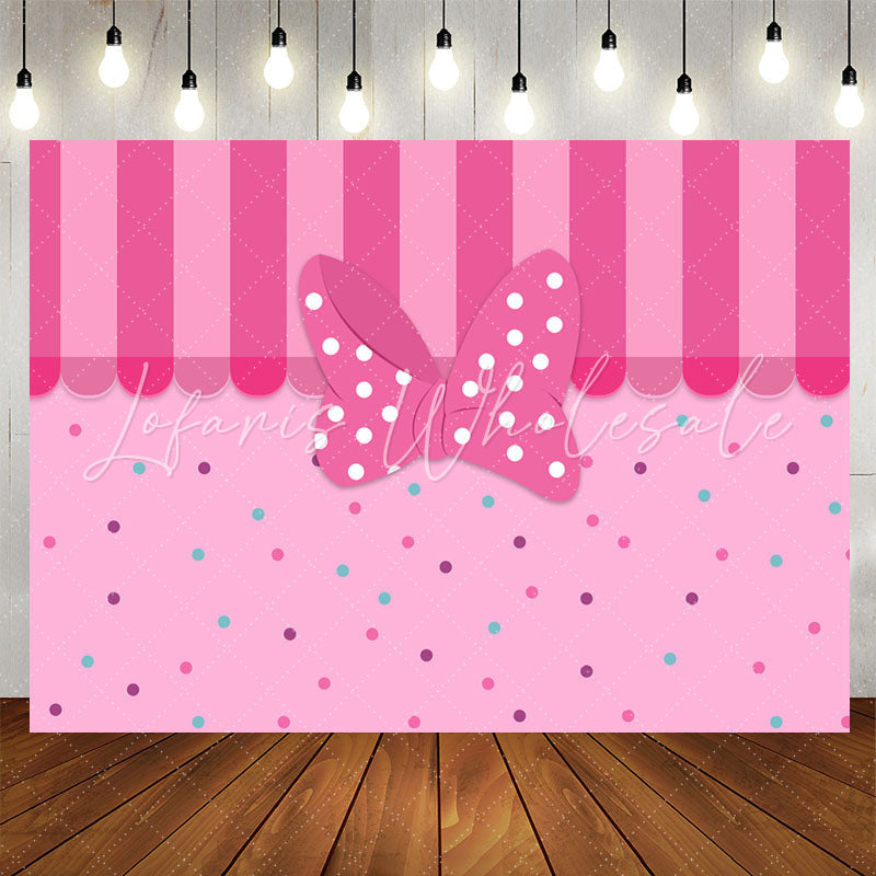 Lofaris Pink Bow Dots Boutique Curtain Party Backdrop For Girl