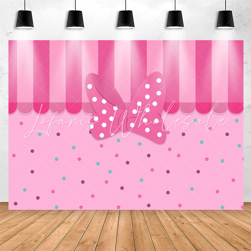 Lofaris Pink Bow Dots Boutique Curtain Party Backdrop For Girl