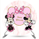 Lofaris Pink Bow Tie Gold Glitter Round Happy Birthday Backdrop