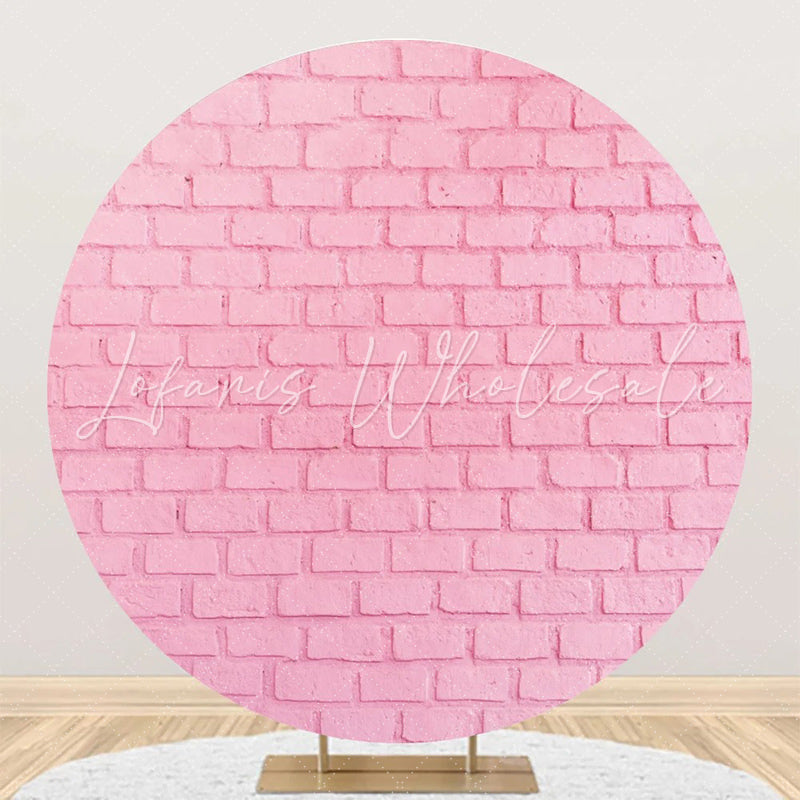 Lofaris Pink Brick Texture Wall Round Backdrop For Birthday