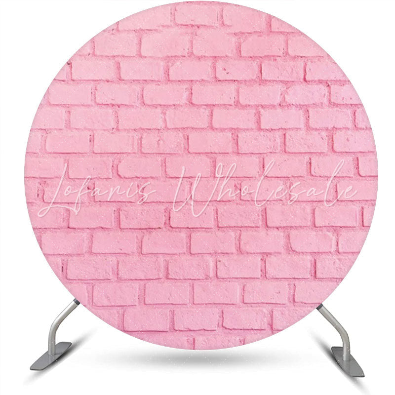 Lofaris Pink Brick Texture Wall Round Backdrop For Birthday