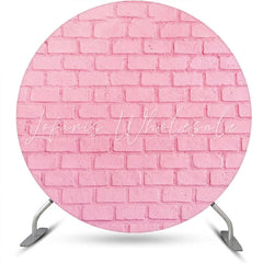 Lofaris Pink Brick Texture Wall Round Backdrop For Birthday