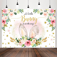 Lofaris Pink Bunny Floral Rabbit Ears Baby Shower Backdrop