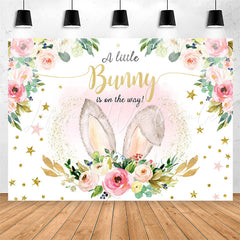 Lofaris Pink Bunny Floral Rabbit Ears Baby Shower Backdrop