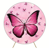Pink Butterfly Sweet Round Backdrop for Spring Party