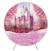 Pink Castle Fairytale Round Backdrop for Princess Party