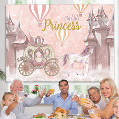 Lofaris Pink Castle Pumpkin Carriage Girls Baby Shower Backdrop