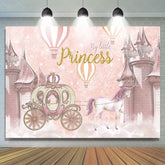 Lofaris Pink Castle Pumpkin Carriage Girls Baby Shower Backdrop