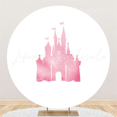 Lofaris Pink Castle White Round Backdrop For Girls Birthday
