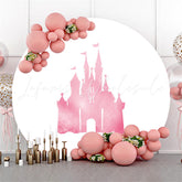 Lofaris Pink Castle White Round Backdrop For Girls Birthday