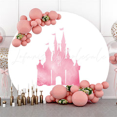 Lofaris Pink Castle White Round Backdrop For Girls Birthday