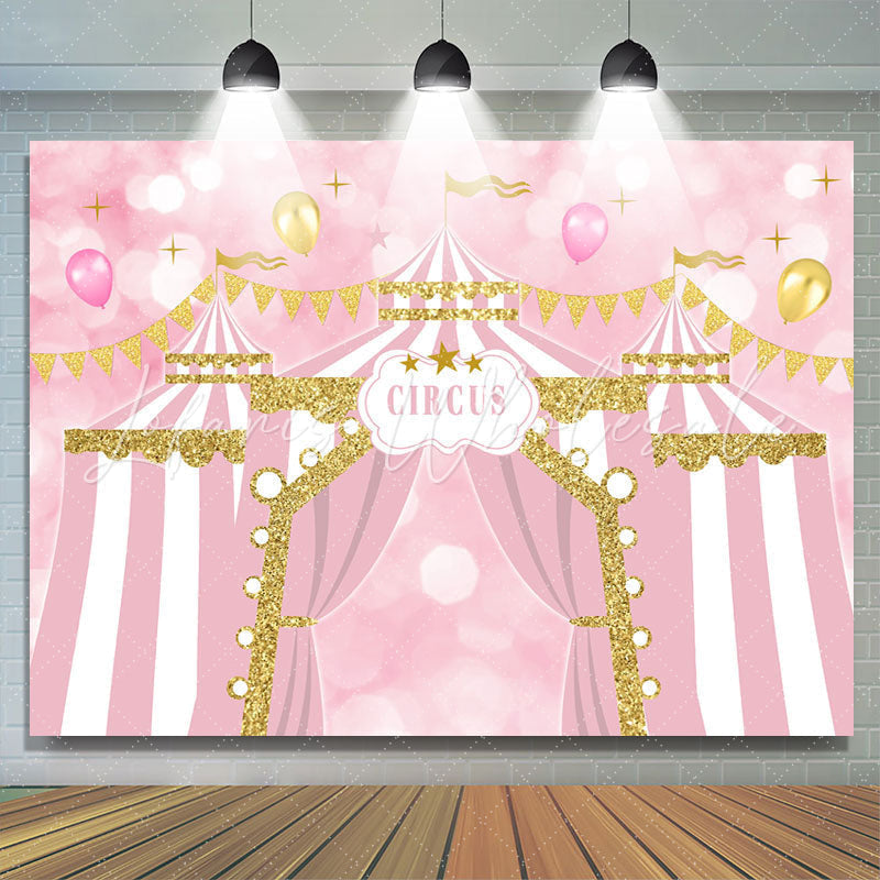 Lofaris Pink Circus Balloons Happy Birthday Backdrop For Girl