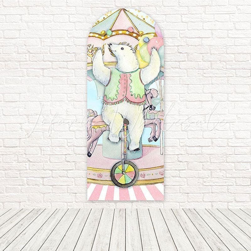 Pink Circus Bear Carnival Fun Playful Party Theme Arch Backdrop