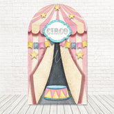 Pink Circus Tent Pastel Glow Arch Backdrop For Girl Celebration