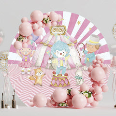 Pink Circus Troop Round Backdrop for Fun Fair Theme