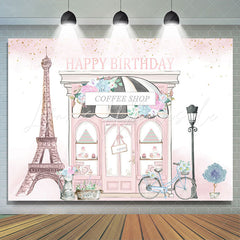 Lofaris Pink Coffee Shop Paris Street Birthday Backdrop