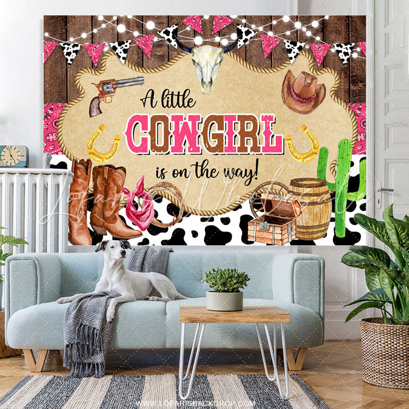 Lofaris Pink Cowgirl Ranch Vintage Gender Reveal Backdrop