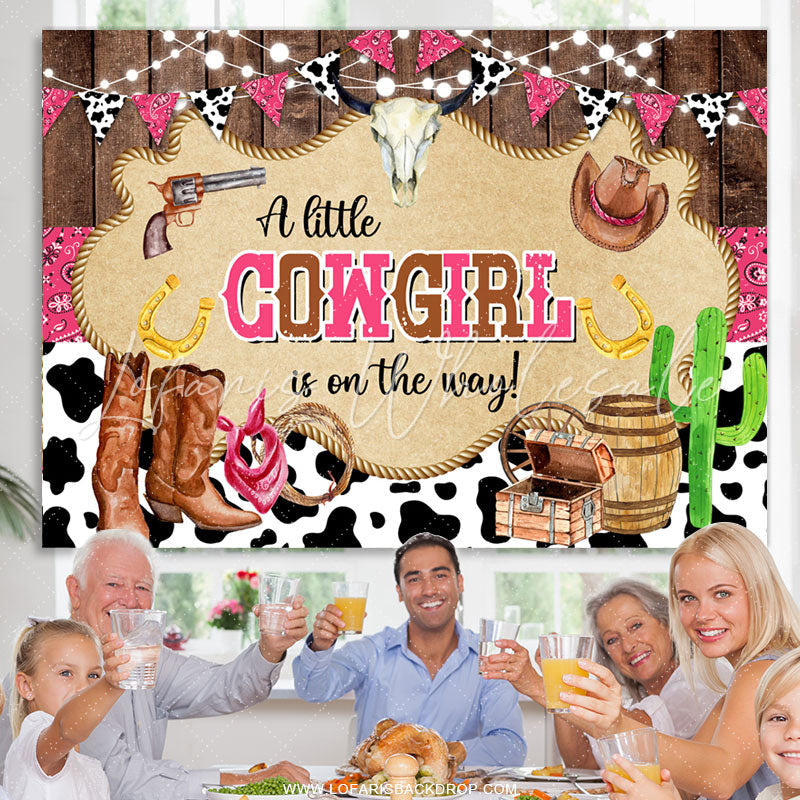 Lofaris Pink Cowgirl Ranch Vintage Gender Reveal Backdrop